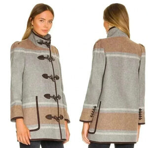 Veronica Beard - Flint Dickey Wool-Blend Coat Camel Grey Multi Size Medium NWT